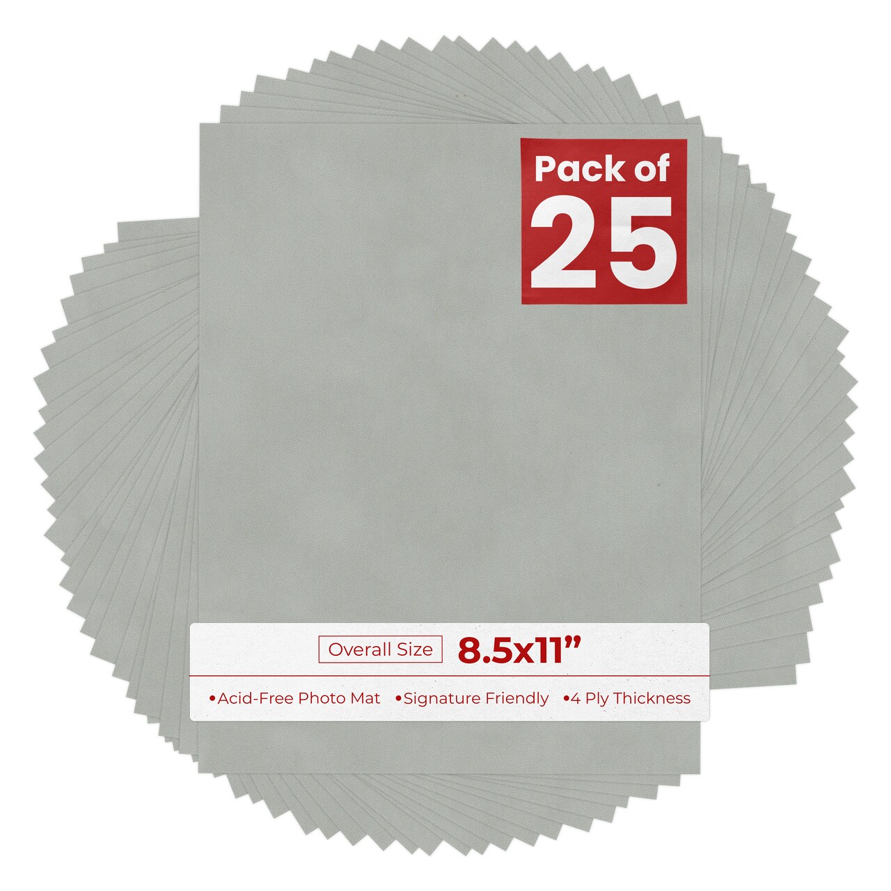 Light Grey Suede 8.5x11 Uncut Mat Board - Blank Sheets, No Opening